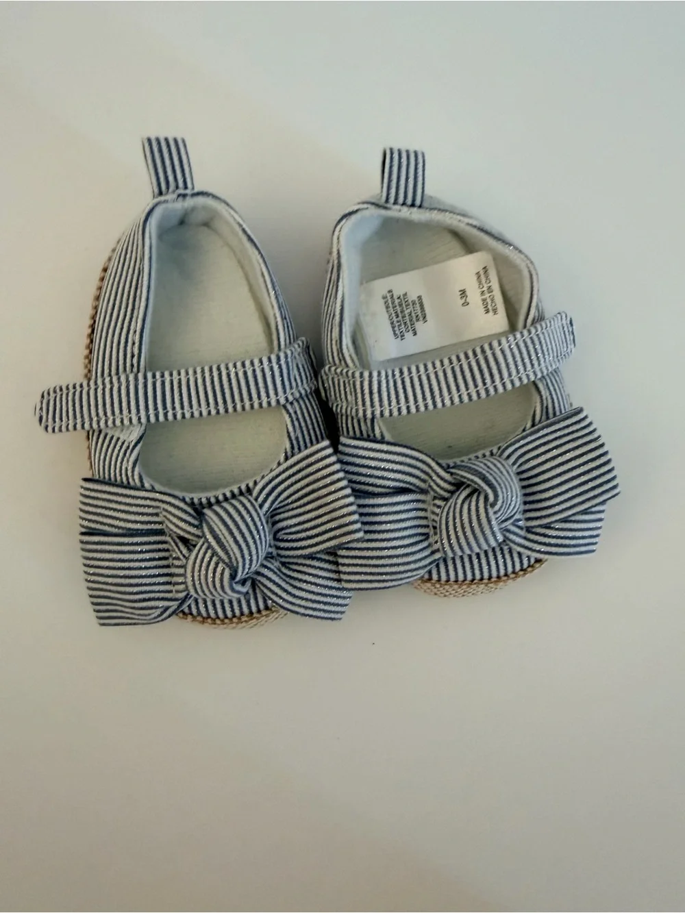 Striped Bow Mary Jane Kids Shoes - White & Black